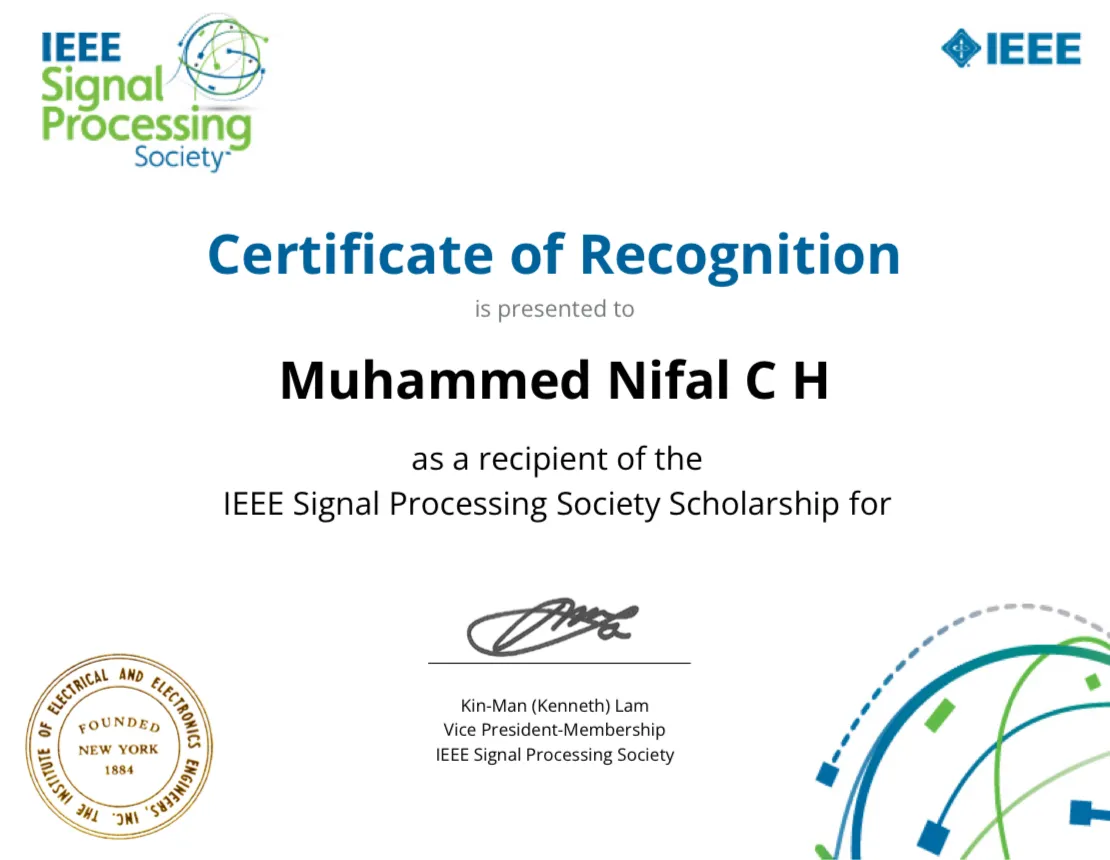 SPS Scholarship Recipient · IEEE Signal Processing Society