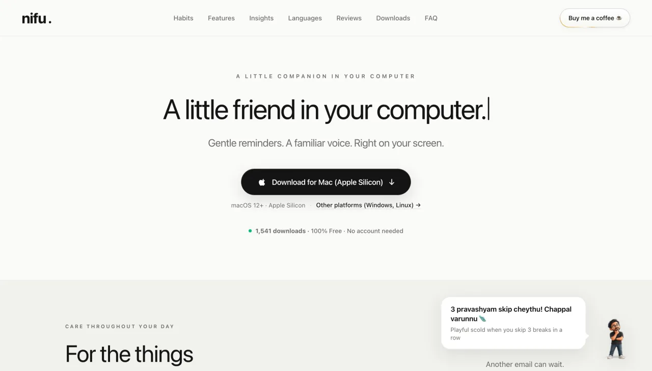 Nifu Landing Page